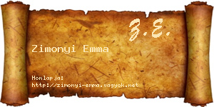 Zimonyi Emma névjegykártya